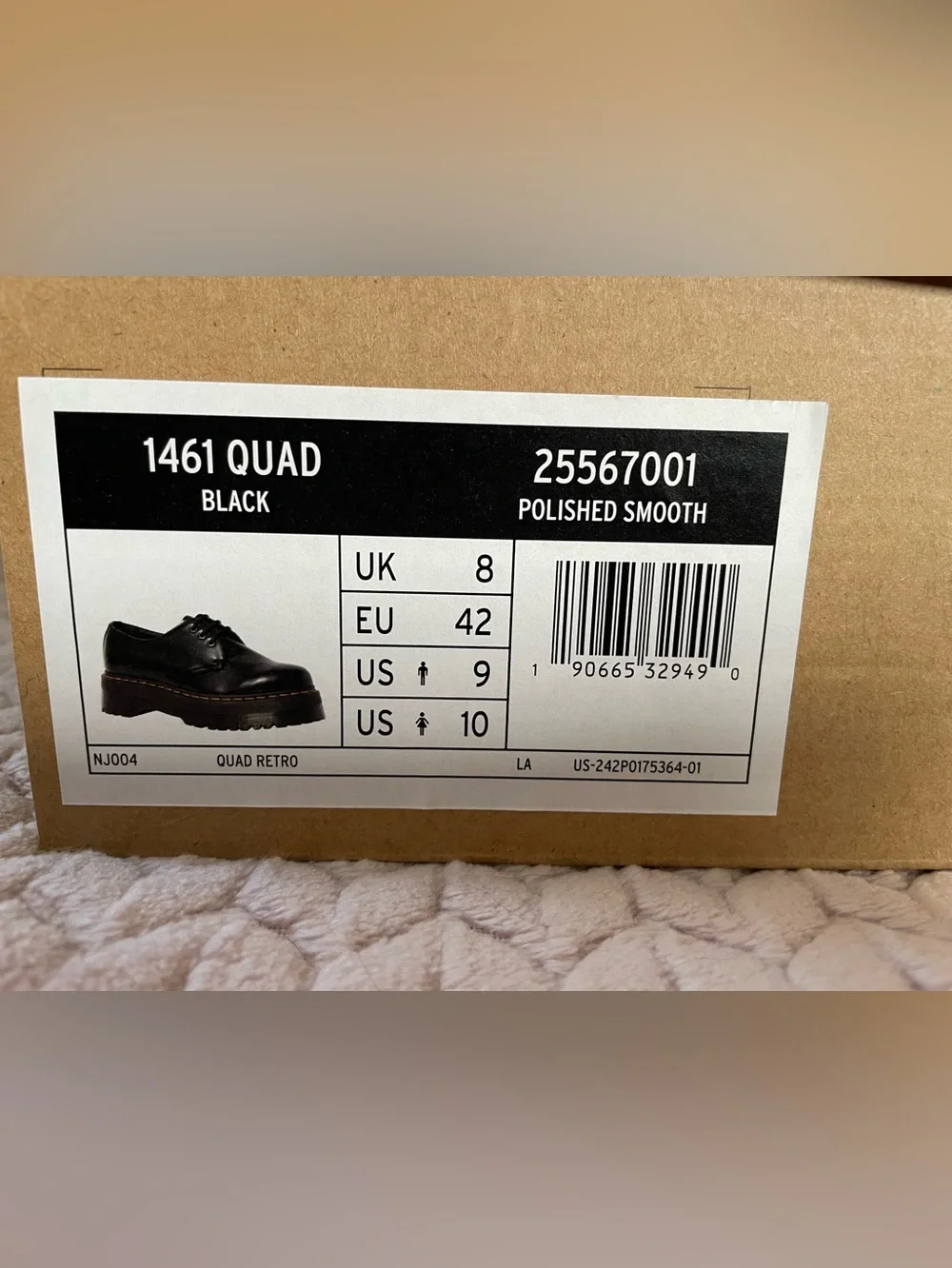 NEW Dr. Martens Black 1461‎ Quad Platform Shoes US-M 9, US-W 10 Mens Women’s